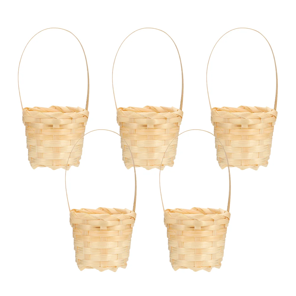 5 Pcs Mini Shopping Basket Baskets Miniature Storage Decors Woven Bamboo Picnic