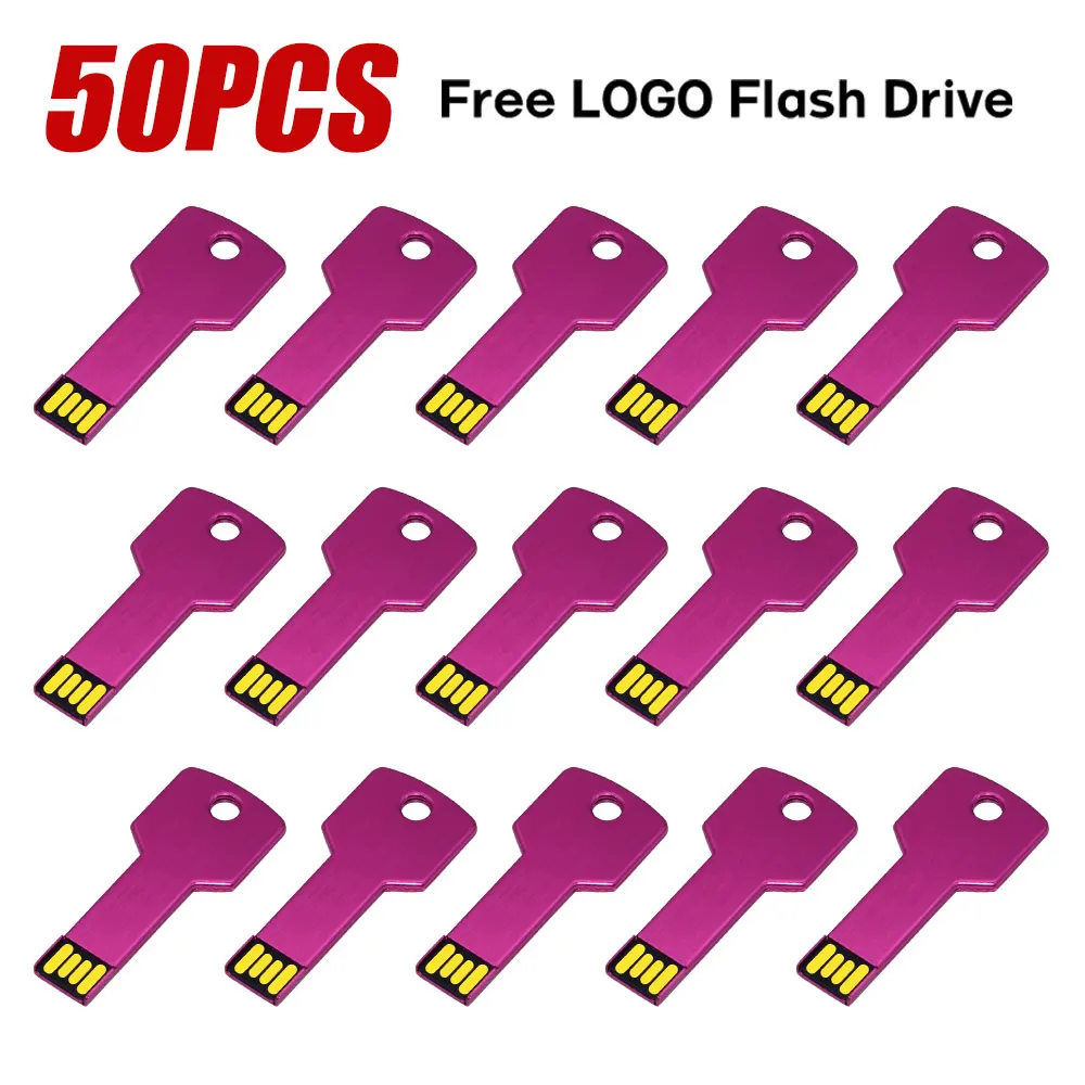 

50PCS/lot Free Logo Pendrive 128GB USB Creative Gold Key USB 2.0 Flash Drive Pendrive 4GB 8GB 16GB 32GB 64GB Memory USB Stick