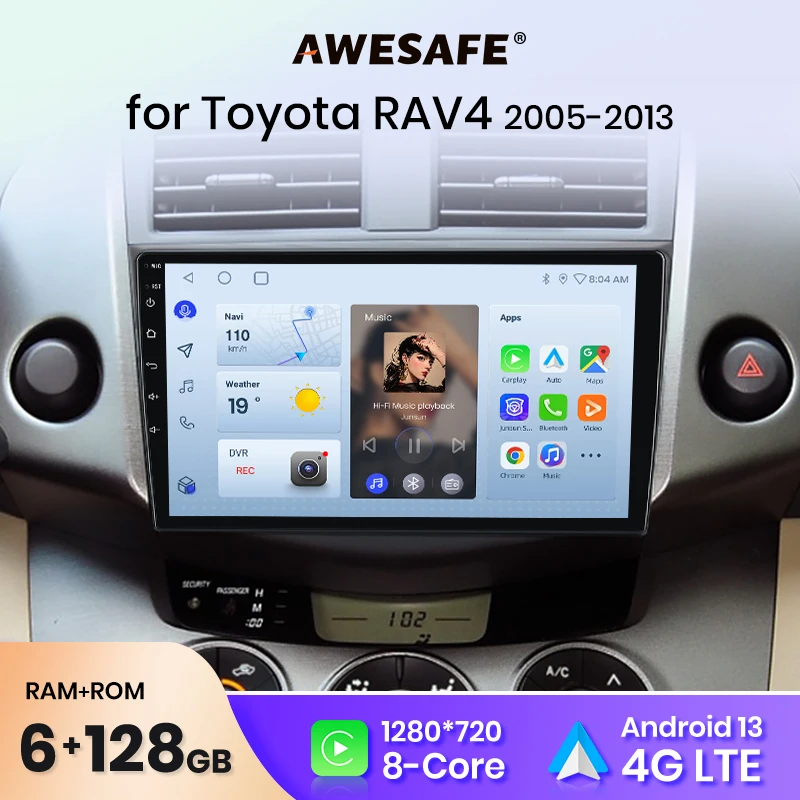 AWESAFE PX9 Car Radio Autoradio for  Toyota RAV4 RAV 4 XA30 2001 - 2018 Wireless Carplay Screen Android Auto Stereo GPS Navi FM