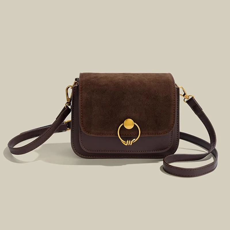 Formeki New Arrivals Vintage Suede Small Square Bag All Match Bag Women 2024 Crossbody Bag