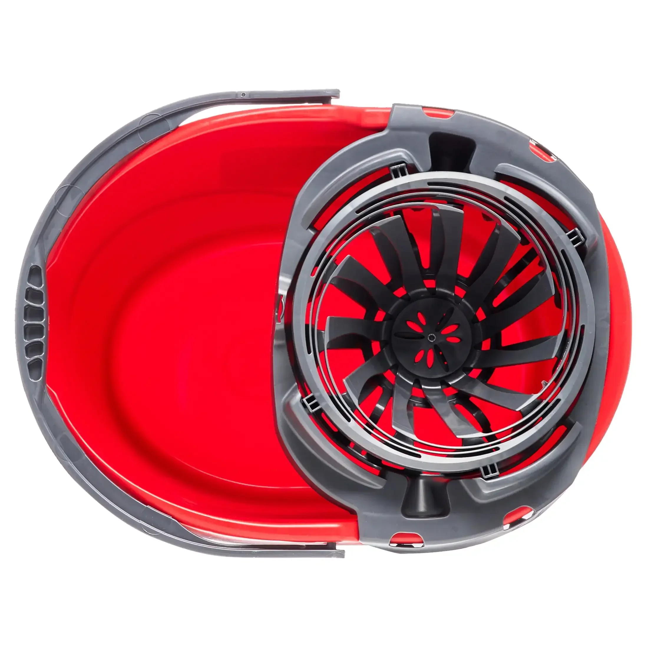 دلو ممسحة سعة 2.5 جالون مع عجلة، أحمر، مع مقبض مطاطي لسهولة التنقل #3