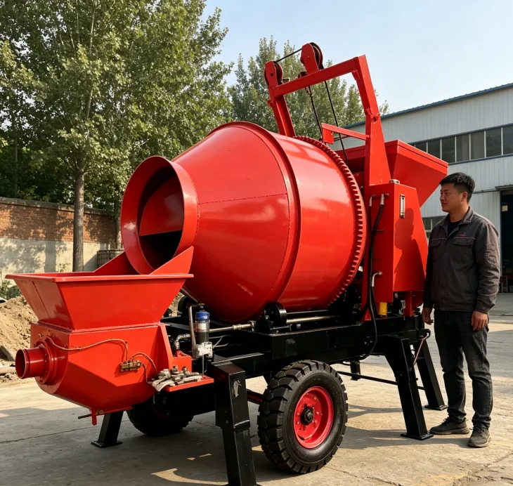 Diesel Concrete Mixer with Pump 10MPa Pressure 85kW Yuchai Engine 720L Feeding Hopper Max 500m Horizontal