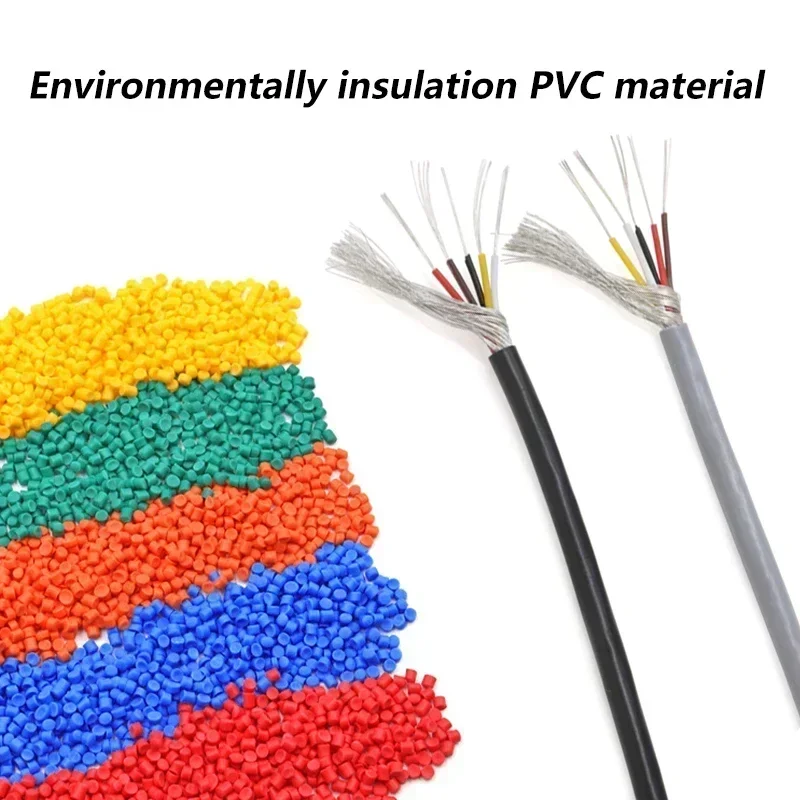 1/5/10M Grey 2547 PVC Shielded Wire  30 28 26 24 22 20 18AWG Signal Shielded Cable 2 3 4 5 6 7 8 Cores Channel Audio Line