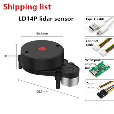 LDROBOT LD14P 단일 라인 레이저 레이더 거리 측정D200 키트 LIDAR SLAM 건설 도면
