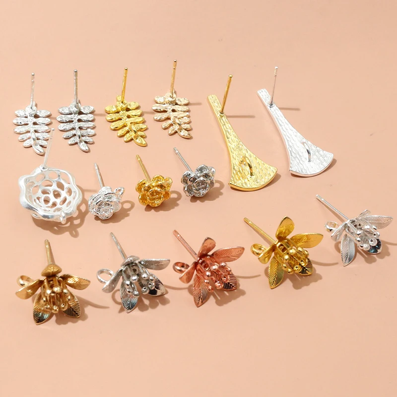 6-10 Stück Messing Metall Blumen stutzen Ohrringe Pins DIY Ohrringe Ohr stecker Schmuck Herstellung Zubehör Ergebnisse