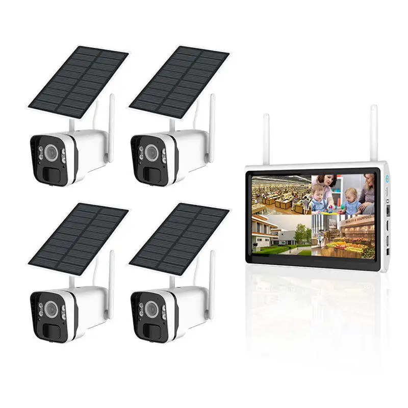 

Hongnaer IP66 Waterproof 8000mah 4CH Solar Wifi Wireless NVR Kit Bullet Camera System with Solar Powered Panel