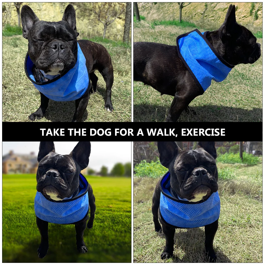 Chłodząca chusta dla psa, obroża chłodząca, francuski bandamka na lato, niebieska bandana dla szczeniaka