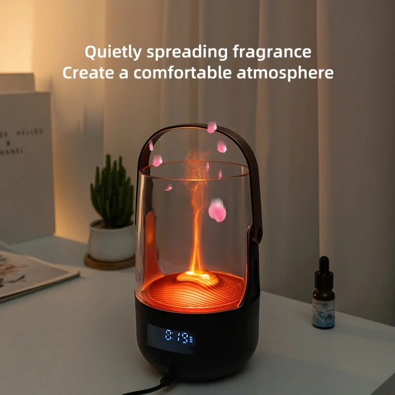 USB-Powered Fireplace Flame Humidifier & Aromatherapy Diffuser - Long-Lasting Scent, No Batteries Required