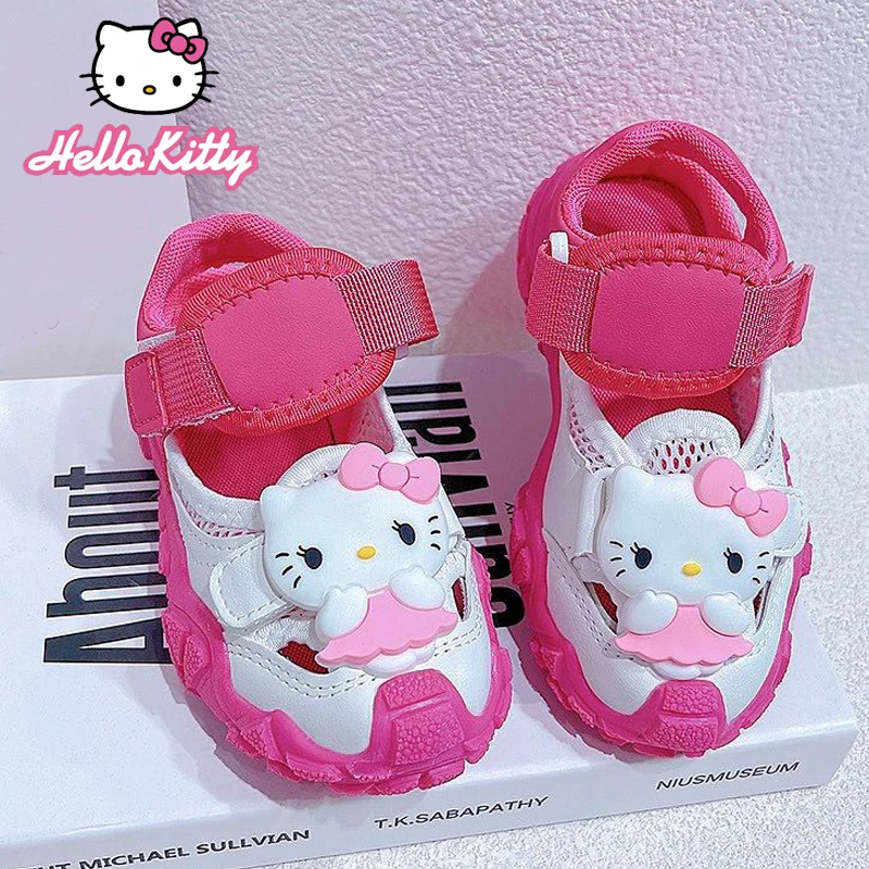 

Sanrios Hellokittys Kuromi Kids Baotou Sports Sandals Kindergarten Princess Shoes Girls Daddy Shoes Hollow Casual Running Shoes