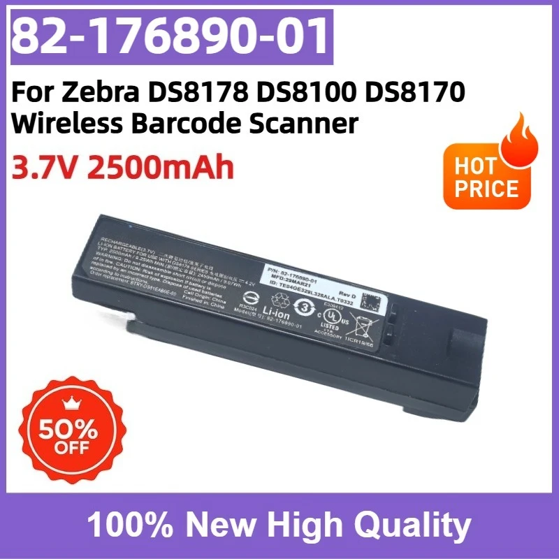 82‑176890‑01 3.7V 2500mAh 9.25Wh Replacement Li‑ion Battery for Zebra DS8178 DS8100 DS8170 Wireless Barcode Scanner