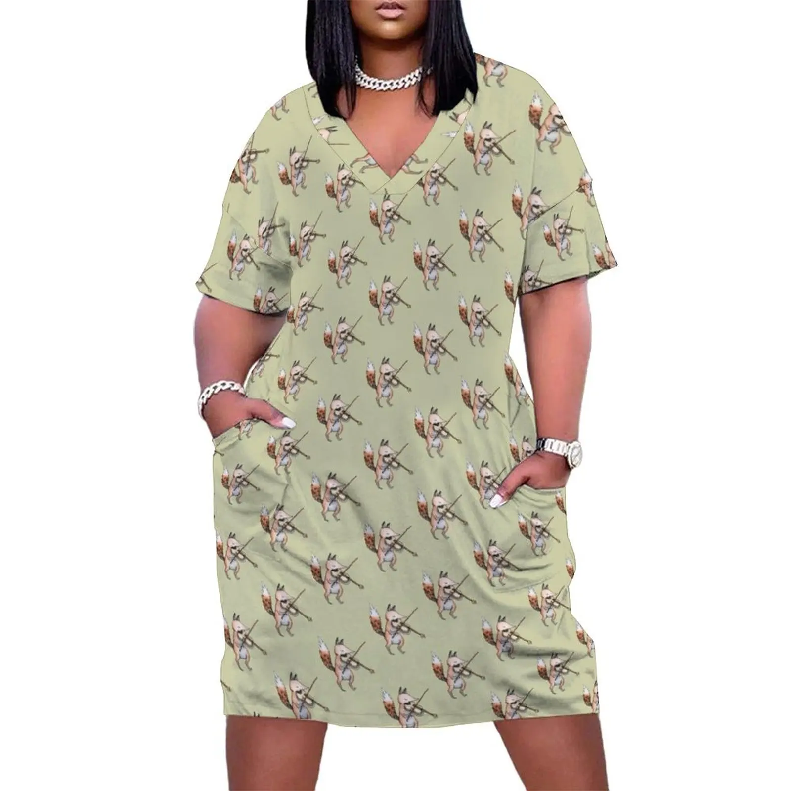 

Violin Fox Loose Pocket Dress Clothing Women's clothing women's fashion dresses summer women's dress 2025