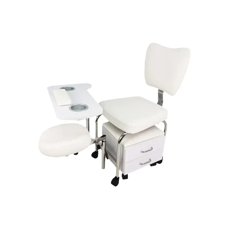 Modern Pedicure Nail Table Manicure Chair in Black White Pink with Movable Stool for Barbershop