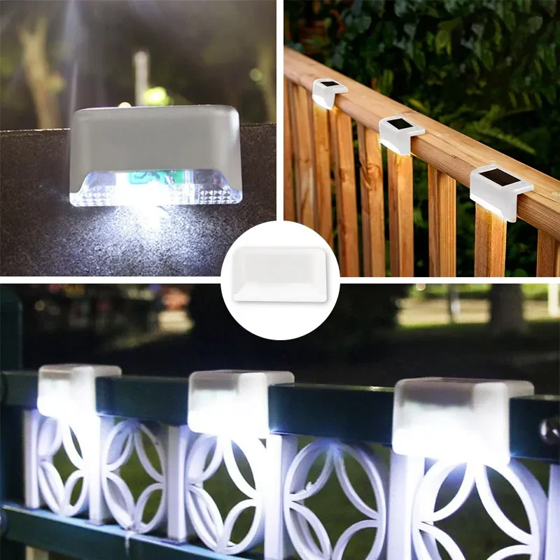 Warm witte LED Solar Step Lamp Path Trap Outdoor Tuinverlichting Waterdichte balkonlichtdecoratie voor Patio Trapheklicht