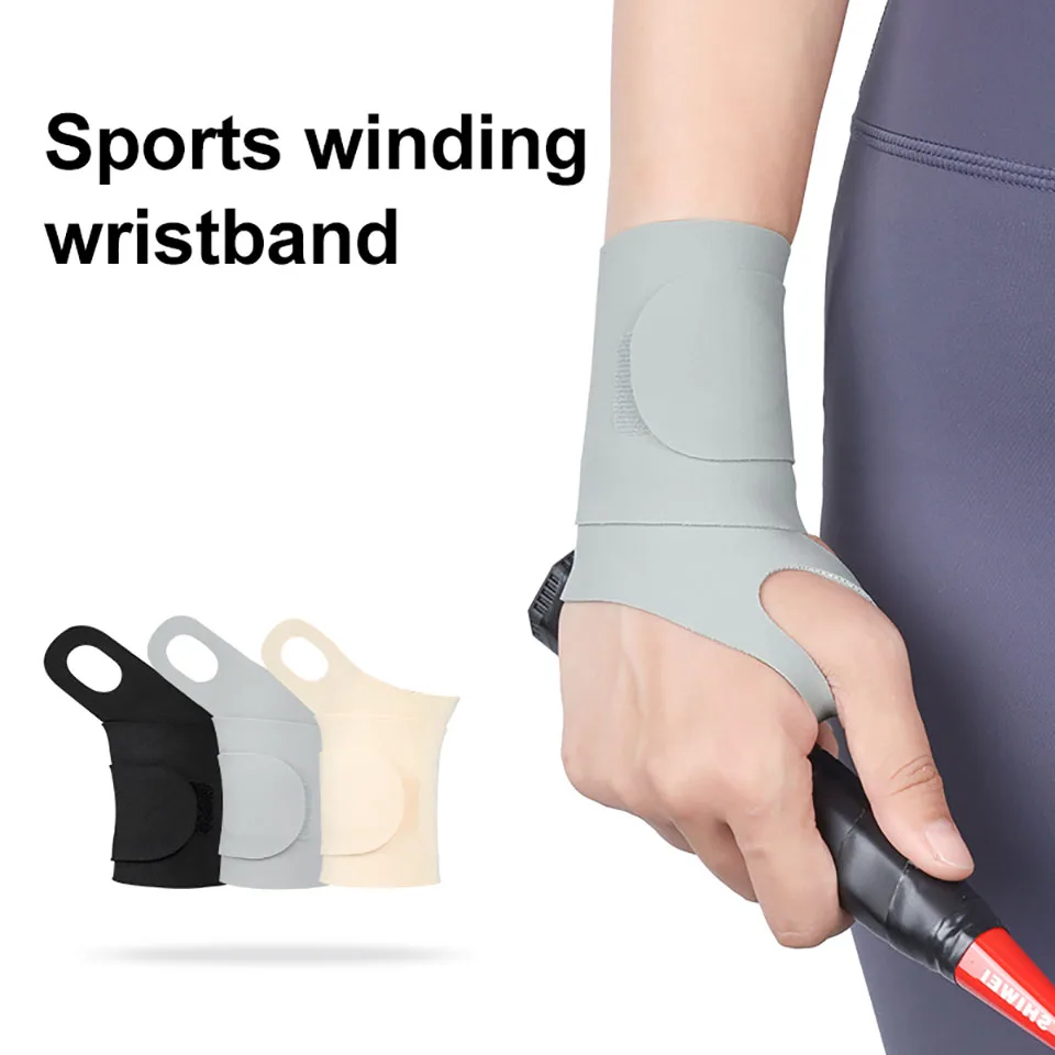 GOBYGO 1Pcs Wrist Support Winding Pressurization Fit Anti-Slip Thin Light Breathable Thumb Buckle Wrist Guard Outdoor Badminton