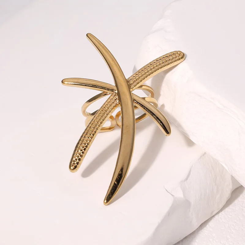 Stainless Steel Dragonfly Ring Senior Sense Of Fashion Exaggerated Jewelry Personality Versatile Rings Valentine Day Gift