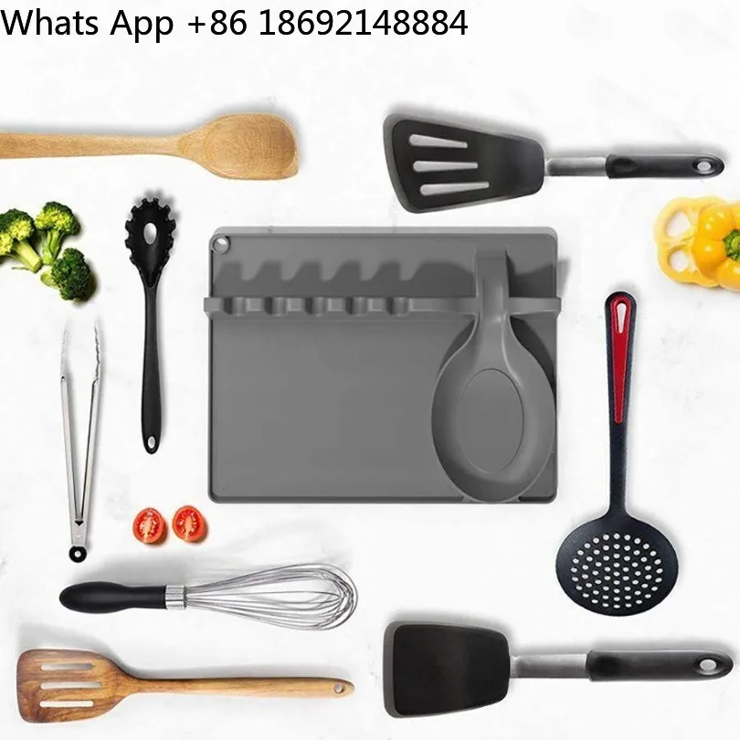 Kitchen spatula silicone storage rack household spoon lid pad holder multi-functional tableware storage tray rack