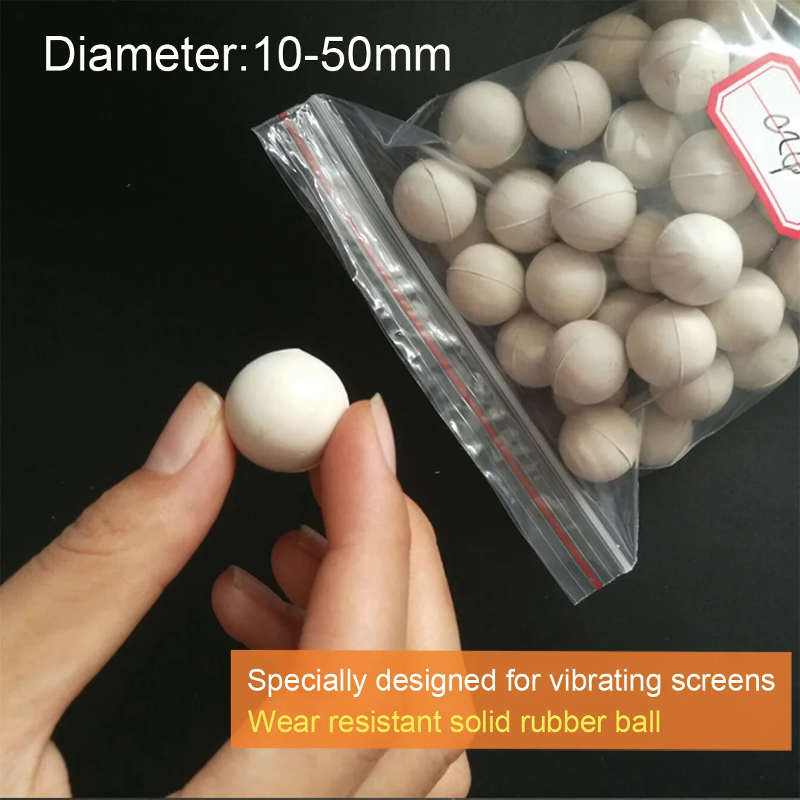 1-100Pcs 10/15/18/20/22mm-50mm White Solid Rubber Ball Industrial Vibrating Screen Special Elastic Ball for Cleaning Screen Mesh