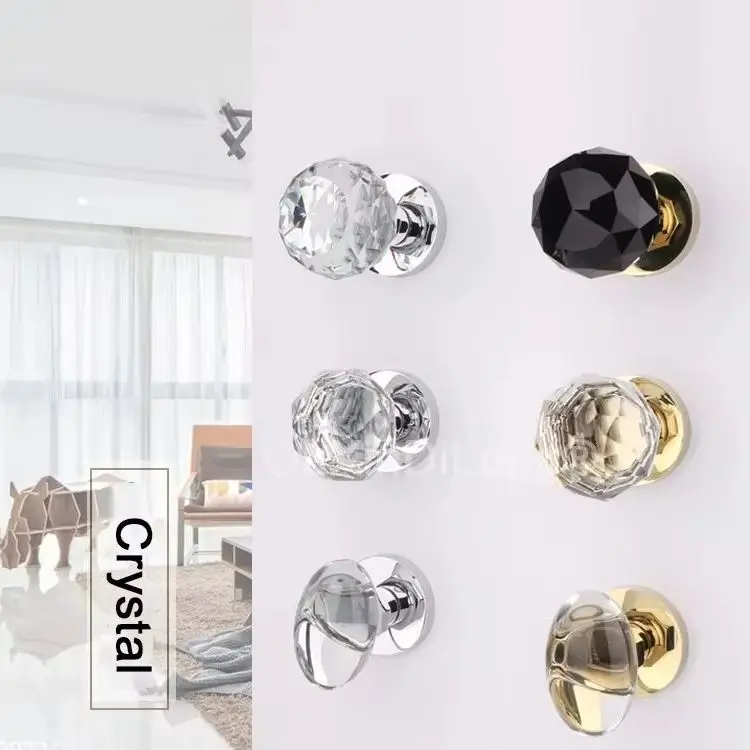 

1PCS Egg Shape Crystal Lock/Diamond Shape Door Lock Knobs Handle Living Room Bedroom Split Lock Bathroom Mute Door Locks GF856