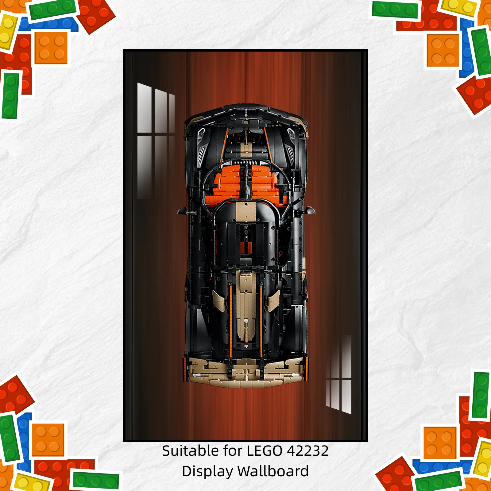 Panneau d'affichage mural adapté au modèle de voiture LEGO 42232 Koenigsegg, support mural pour blocs de construction LEGO Technics avec cadre.