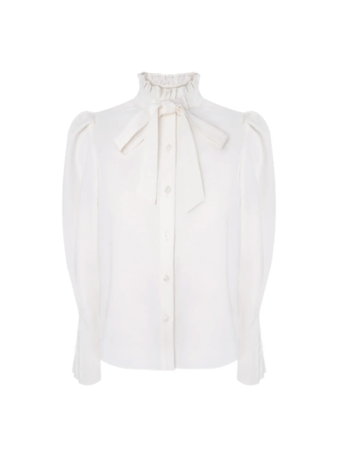 เสื้อผู้หญิงแบบผูกโบว์ ดีไซน์สปริง/ออทัมน์ สไตล์ฝรั่งเศส ไซส์เล็ก สีเบจอ่อน ทรงหลวม สไตล์เกาหลี