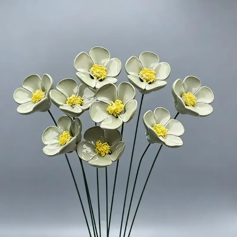 6/8/10pcs Ceramic Artificial Flowers Forget-me-not Floral Never Fading Eternal Flowers Home Decor Bringing Beauty And Hope