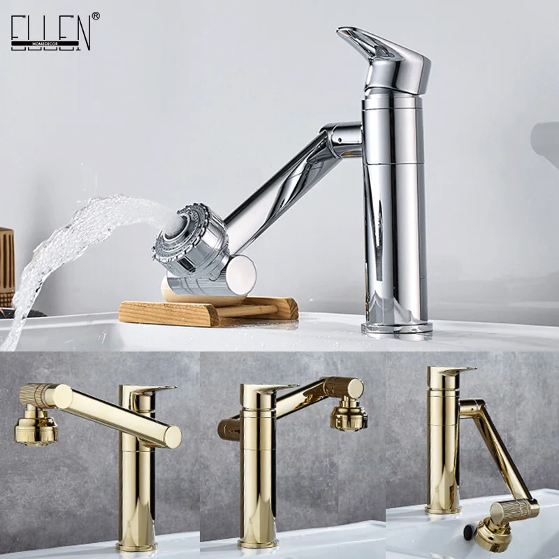 ELLEN Multifunction Bathroom Sink Faucet Hot Cold Water Mixer Crane Antique Bronze Deck Mounted Universal Water Taps EL13266
