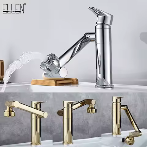 ELLEN Multifunction Bathroom Sink Faucet Hot Cold Water Mixer Crane Antique Bronze Deck Mounted Universal Water Taps EL13266