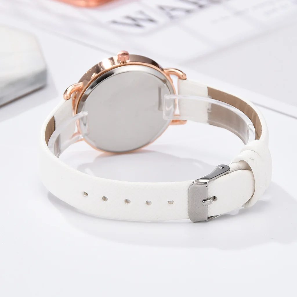 Montre-bracelet à quartz décontractée pour femme, bracelet en cuir pour femme, horloge féminine, cadran de lune et de chiffres, ensemble de bracelets, chaud, nouveau, 2024