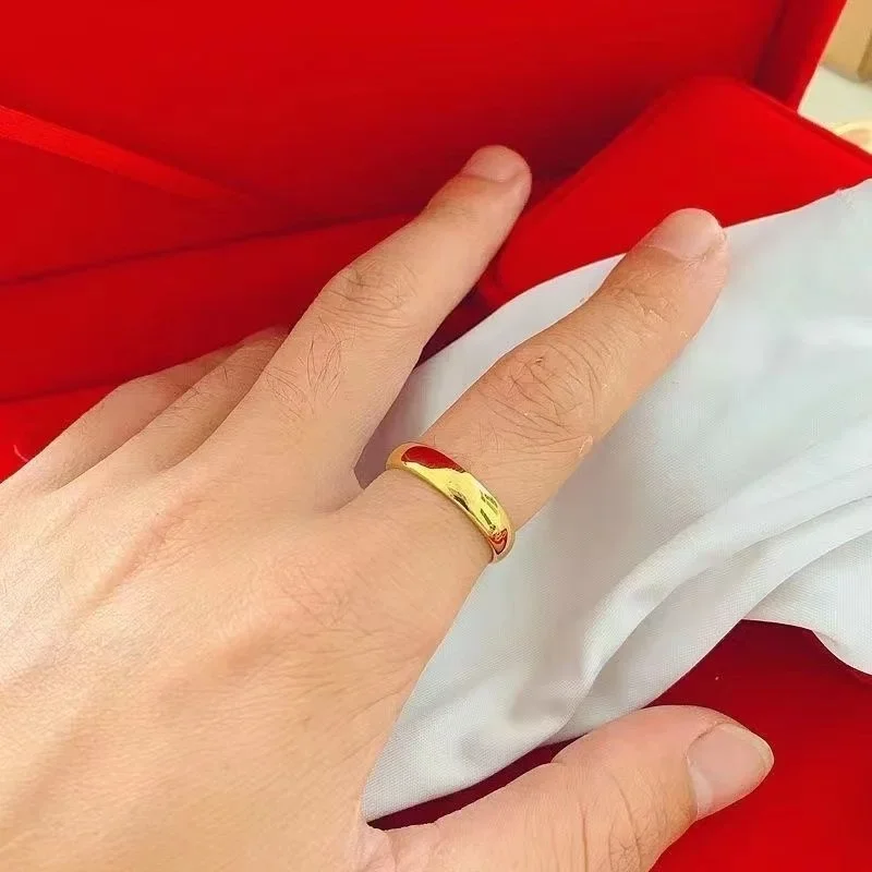 Anillo chapado en oro amarillo de 18k para mujer, sortija de 24k con diseño de flores rosas, para boda, 999