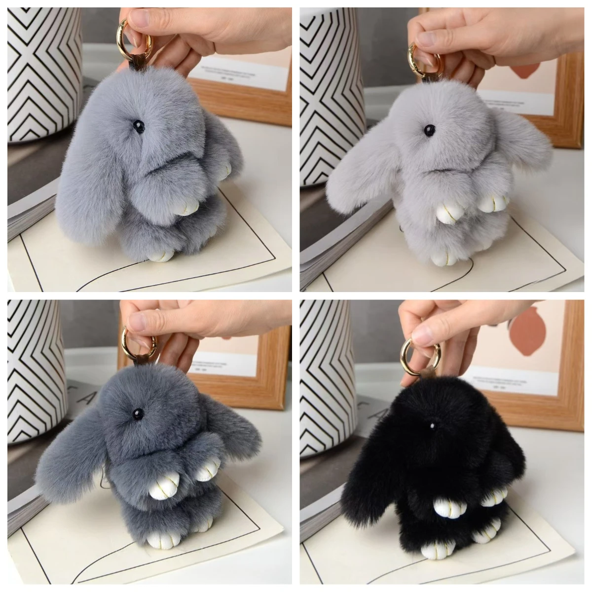 Llavero Decorativo para Bolsa, Varios Juguetes de Llavero, NUEVO 2026, Peluche de Conejo de Imitación de Angora, Colgante de Conejo, Conejo Muerto
