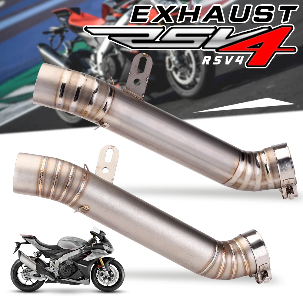 

High-quality Motorcycle middle connection exhaust pipe For aprilia rsv4 2009 to 2015 tube slip on 60MM Muffler