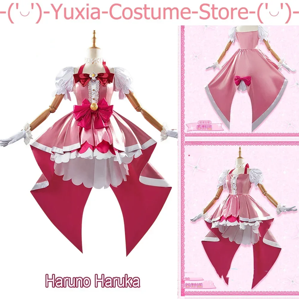 [Customized] Anime Go! Princess Haruno Haruka Cosplay Costume Cure Flora Halloween Women Pink Lovely Dress