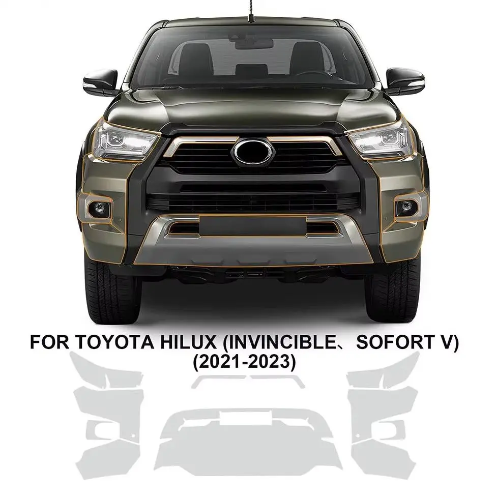 

For Toyota Hilux 2021 2022 2023 TPU Bumper Hood Scratch-Resistant Self-Healing Paint Protection Film Invisible Pre-cut PPF Kit﻿