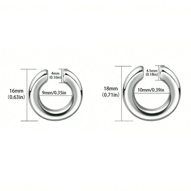 2Pcs Women's C-Shaped Ear Clip Fashiona Girl Fake Piering Ear Cartilage Earrings No Perforated Style Ear Clip Daily Wear Jewelry