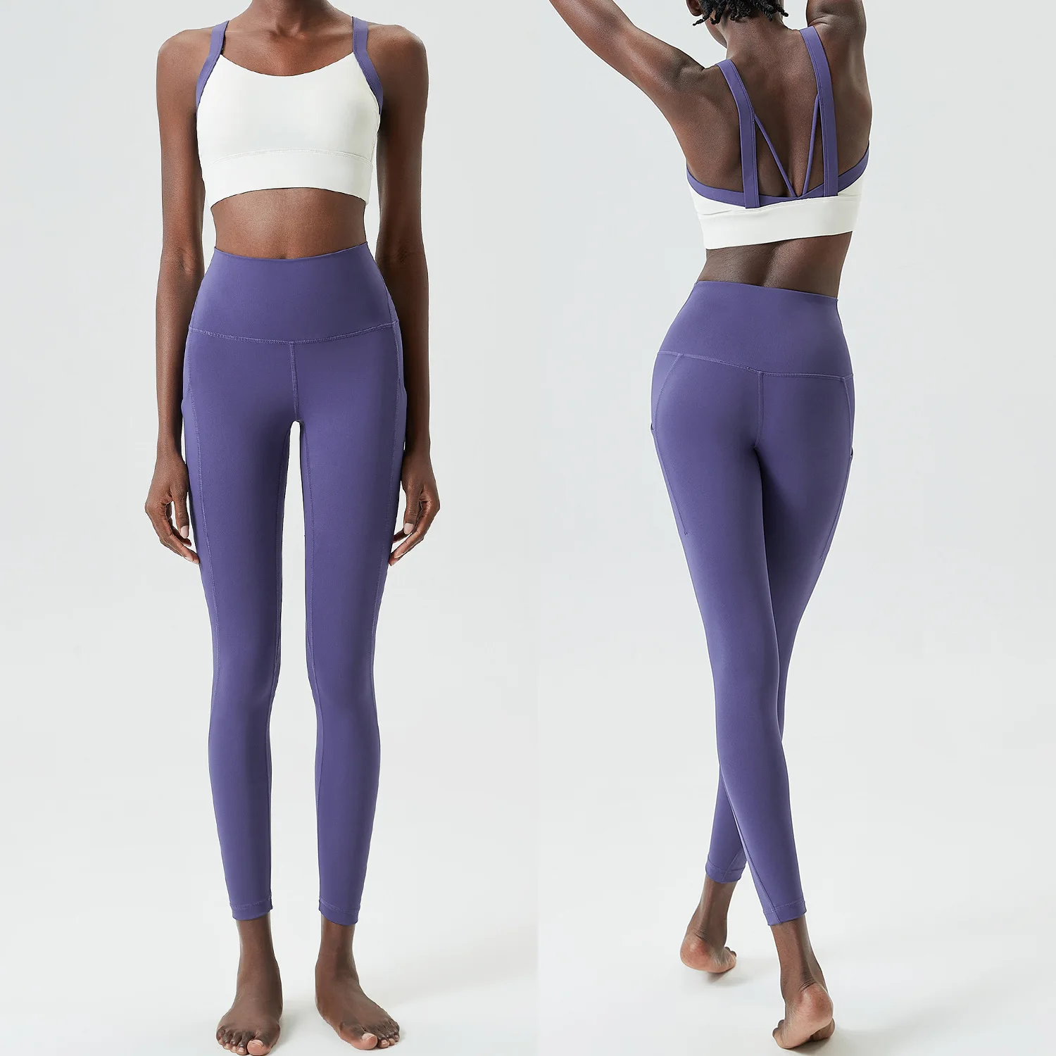 Conjunto de Yoga de Fitness de dos piezas para mujer, traje de gimnasio de bolsillo de alto impacto, transpirable, secado rápido, ropa deportiva