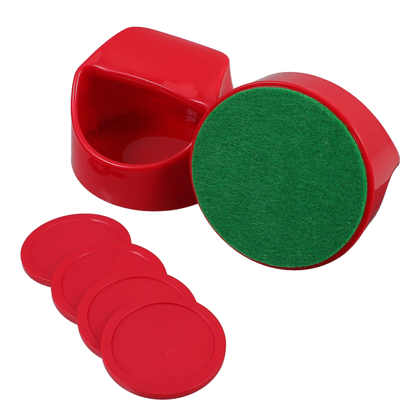 

100mm Red Plastic Table Hockey Pucks 2 Pieces Velvet Cloth Replacement Accessories Mini Air Hockey Table Game Fun Family