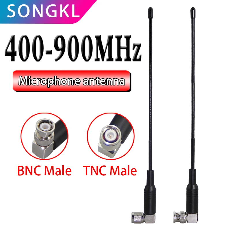 400 ~ 900Mhz 8dbi chicote macio receptor UHF antena para antena de microfone sem fio com conector macho TNC BNC macho Microfone Sys