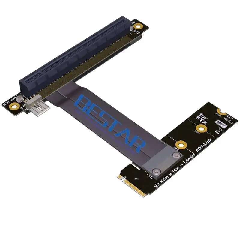 M2 NGFF NVMe STX Motherboard Graphics Card Extension Cord To PCIE x16, M.2 90 Degree Angle Card to 16x PCI-e Extender