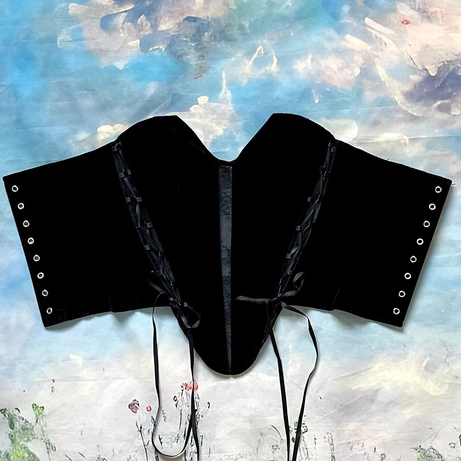 Corsé ajustado para mujer, corpiño sobre el busto, malla de terciopelo con cordones, corpiños elegantes, ropa moldeadora sin tirantes, Tops de tubo deshuesados con cintura delgada