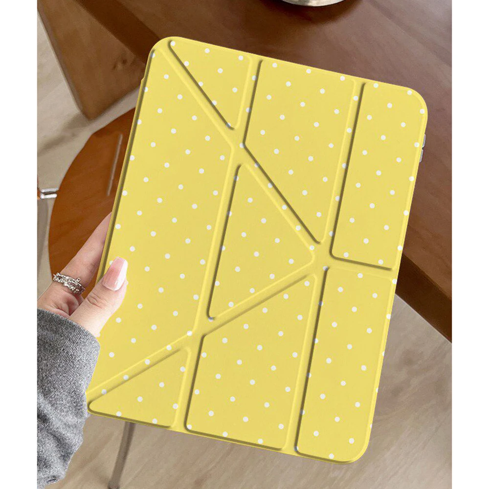 Polka Dot Star Yellow Tablet Case For iPad Pro 11 12.9 13 A16 M2 M4 M3 M5 Shell 10.2 5/6/7/8/9/10/11th Mini Air 3 4 5 6 7 Cover