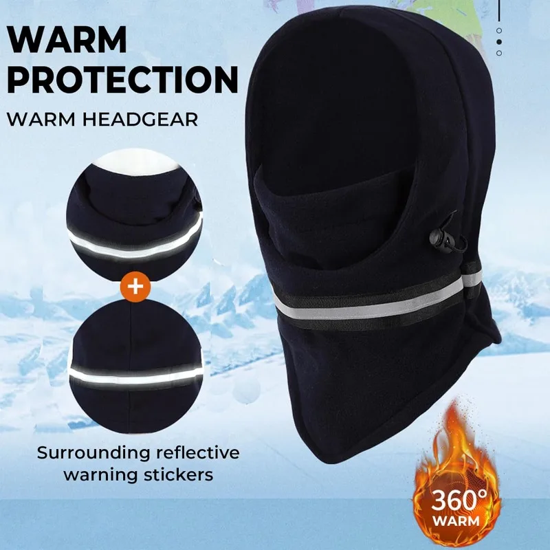 Men's Winter Spring Adjustable Balaclava Ski Mask Hat Night Reflective Strip Warm Motorcycle Cycling Sports Durable Head Cover
