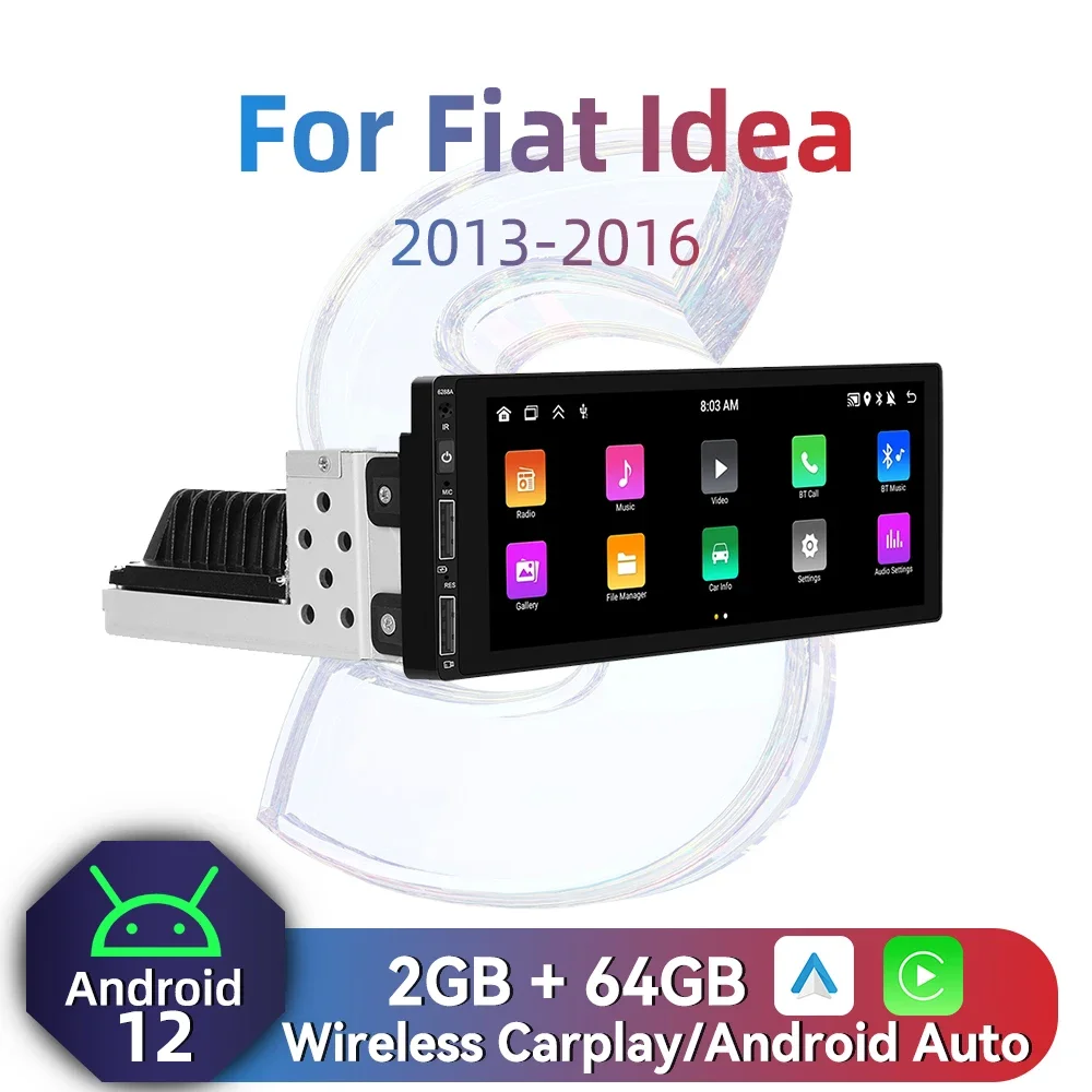 

Для Fiat Idea 2013-2016 6,86-дюймовый экран 1-диночное радио Android автомобильное мультимедиа стерео головное устройство Carplay Android Auto авторадио GPS