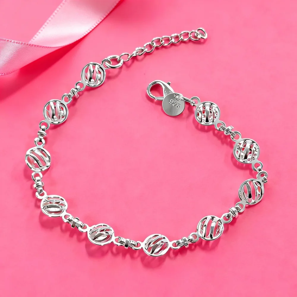 Special offer exquisite Hollow 925 Sterling Silver Chain Bracelets for Women Wedding Party 18+5cm Valentine's Day Gifts jewelry