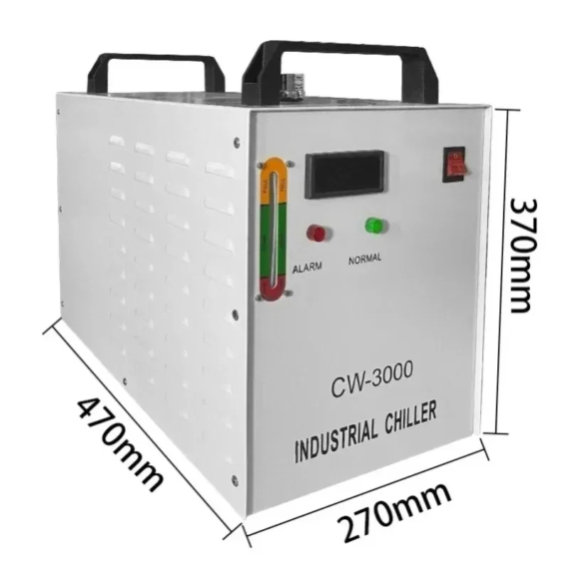 SIHAO Industrieller Wasserkühler CW3000 CW5000 CW5200 Thermolyse-Typ 6L 9L Tank ±0,3°C mit Durchfluss-Übertemperaturalarm 110V 220V für 40W 80W 100W 130W CO2 Glaslaser-Röhre CNC-Graviermaschine