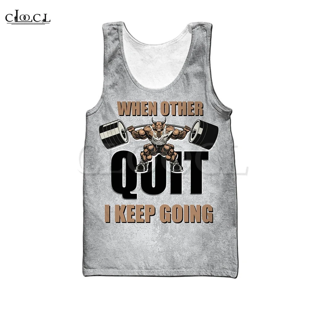 HX Bull Love Fitness Vest Cartoon Animal Letter Print Tops Sleeveless Tank Tops Harajuku Fashion GYM Men Clothing