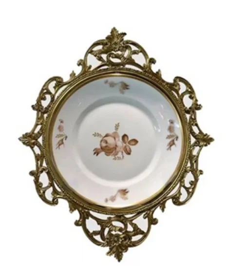 &c European Ceramic With Brass Painting Pattern Wall Hangings Plate  Home Decor Crafts Accessories Wall Ornaments