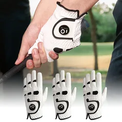 Guantes de Golf de cuero suave para hombre, de 3 o 6 piezas, mano izquierda y derecha con agarre de marcador de bola, tamaño pequeño, mediano, ML, grande, XL, envío directo