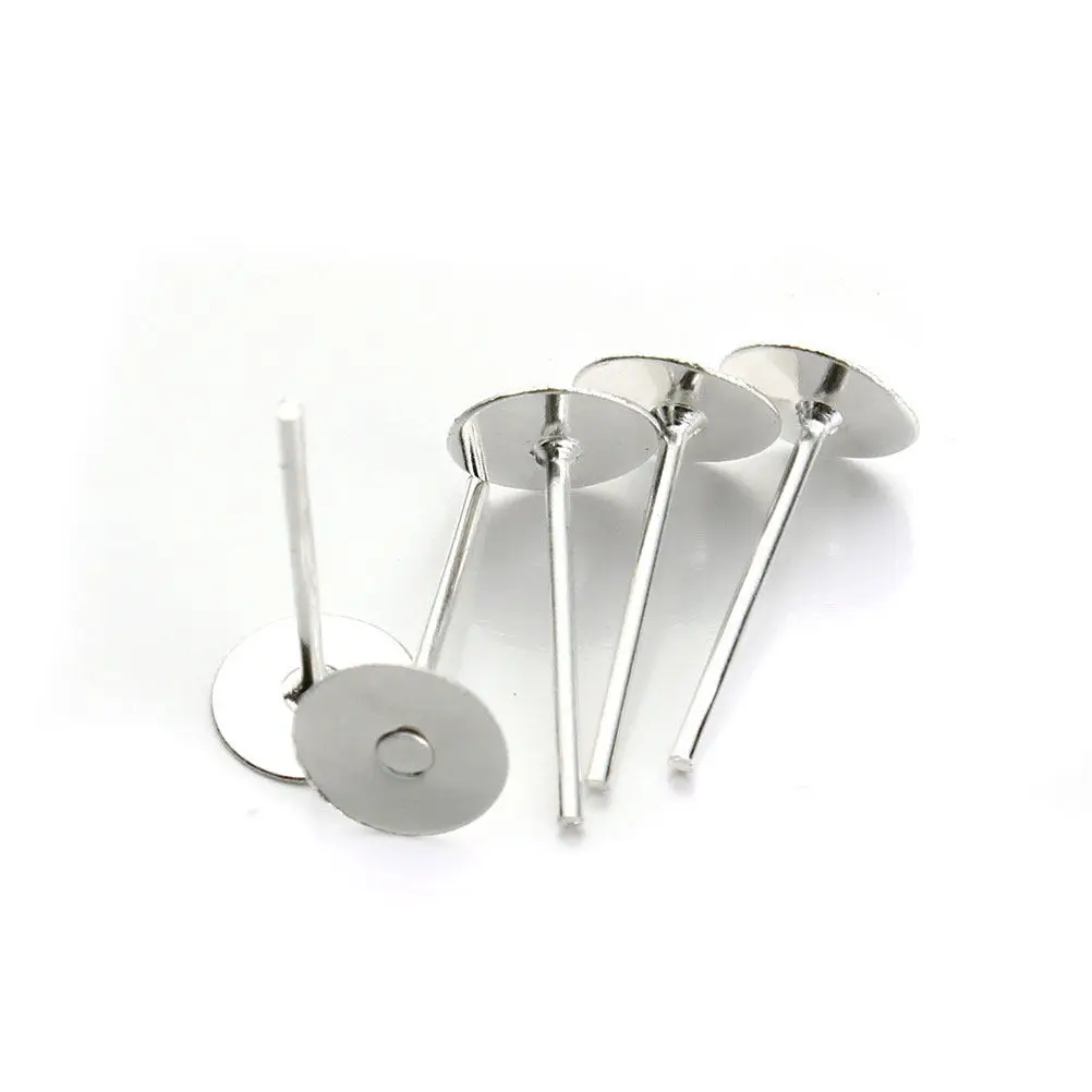 

800Pcs Ear Stud Posts Iron Plated Simple Round Earring Findings for Women DIY Jewelry Making Supplies Craft Decor Metal