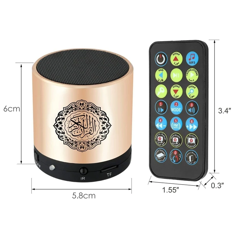 Quran Muslim Speaker,Smart Koran Translation Small Portable Remote Control Bluetooth MP3 FM IF Player Ramadan Hajj Gifts
