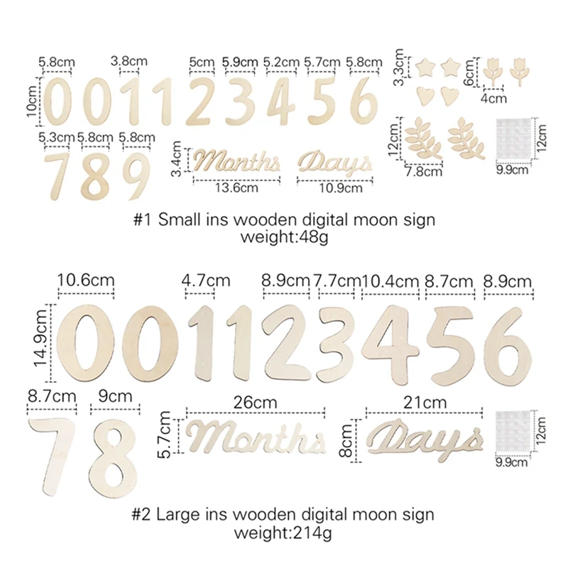 Baby Digital Odometer 1-12 Monthly Milestone Wooden Milestone Card Baby Newborn Photo Accessories Photography Prop Birthing Gift